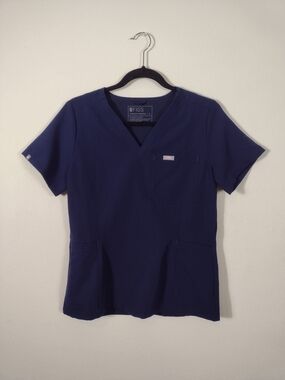 FIGS Original Casma 3-Pocket V-Neck Scrub Top Chest Pocket Blue Style #1001436